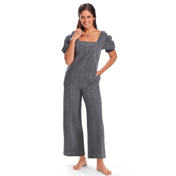 NWOT Women’s PYRAMID COLLECTION Puff Sleeve Jumpsuit Gray | Size XL - Picture 1 of 9